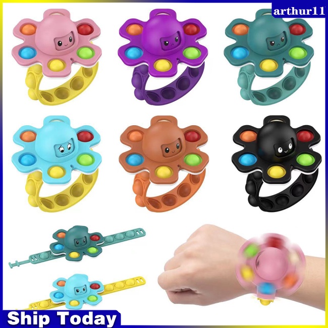 arthur-pop-it-octopus-squid-spinning-top-bracelet-สร้อยข้อมือ-แบบพกพา-หลากสี-ของเล่นคลายเครียด-สําหรับเด็ก