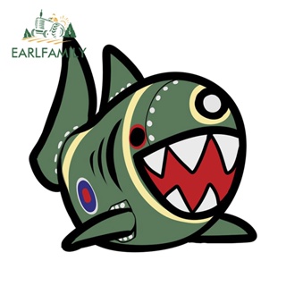 Earlfamily สติกเกอร์ ลายกราฟฟิติ Shark Bomb กันน้ํา สําหรับติดตกแต่งกระจกรถยนต์ RV JDM ขนาด 13 ซม. x 12.5 ซม.