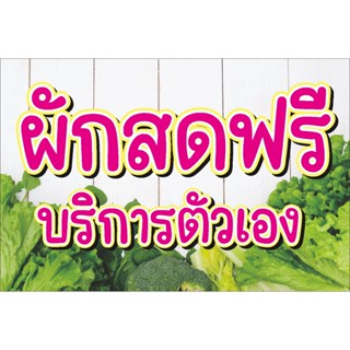 ป้าย ผักสดฟรี บริการตัวเอง