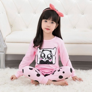 L-PJG-1609-GM ชุดนอนเด็กหญิง แนวเกาหลี สีชมพูลายหมี 🚒 พร้อมส่ง ด่วนๆ จาก กทม 🚒
