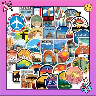 สติ๊กเกอร์ 50 ชิ้น ไม่ซ้ำแบบ ลาย Landmark Travel กันน้ำ Sticker PVC ตกแต่ง กระเป๋า ห้องนอน ห้องทำงาน