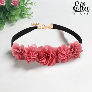 Ellastore123 สร้อยคอโชคเกอร์ ลูกไม้ ดอกกุหลาบ ปรับได้ เข้ากับทุกการแต่งกาย เครื่องประดับ สําหรับผู้หญิง