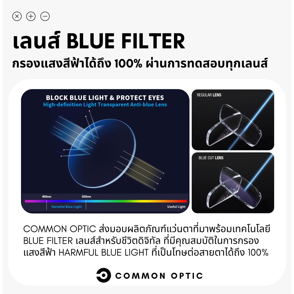 common-optic-แว่นสายตาสั้น-แว่นกรองแสง-แว่นเลนส์ออโต้-แว่นงอได้-ไม่หัก-แว่นเลนส์เปลี่ยนสีเมื่อเจอแดด-ป้องกันแสง-uv400