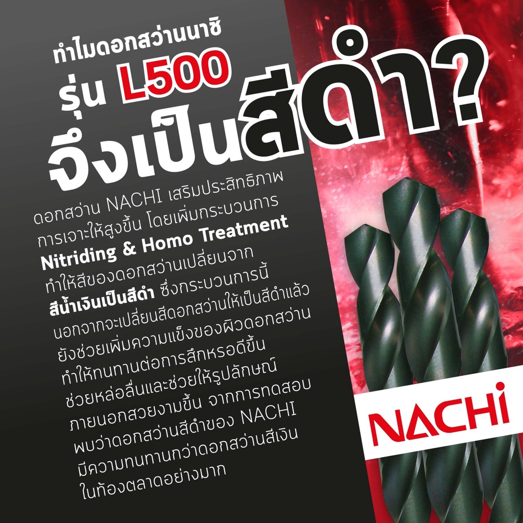 nachi-l501-ดอกสว่านเจาะเหล็ก-สีดำ-ขนาด-1-2-3-8-ราคาต่อ1ดอก