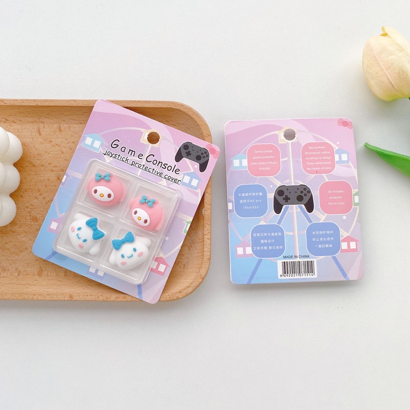 เคสซิลิโคน-ลายการ์ตูน-สําหรับจอยสติ๊ก-nintendo-switch-thumb-grip-switch-pro-4-ชิ้น-ต่อชุด