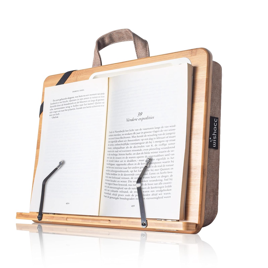 wishacc Bamboo Book Laptop Stand Bed Reading Phone Holder Tablet Laptop