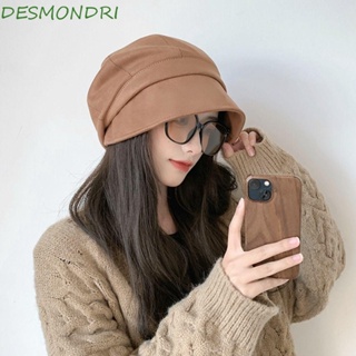 Desmondri Suede Berets Retro Girl หมวกสีกากีสีกากีสีทึบหมวกแปดเหลี่ยมฤดูใบไม้ร่วงฤดูหนาวผู้หญิงหมวก
