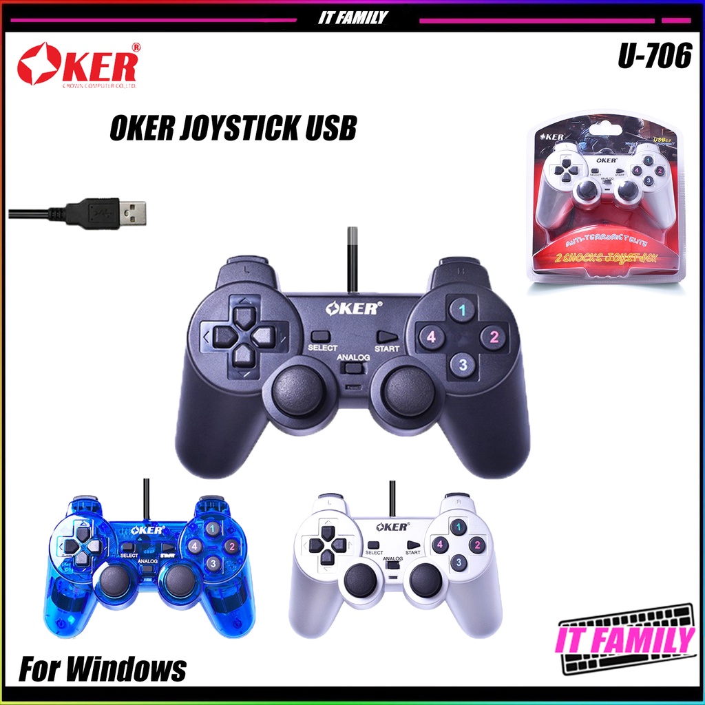 จอยคอมพิวเตอร์ OKER U-706 JOY Computer สี ดำ,น้ำเงิน | Shopee Thailand