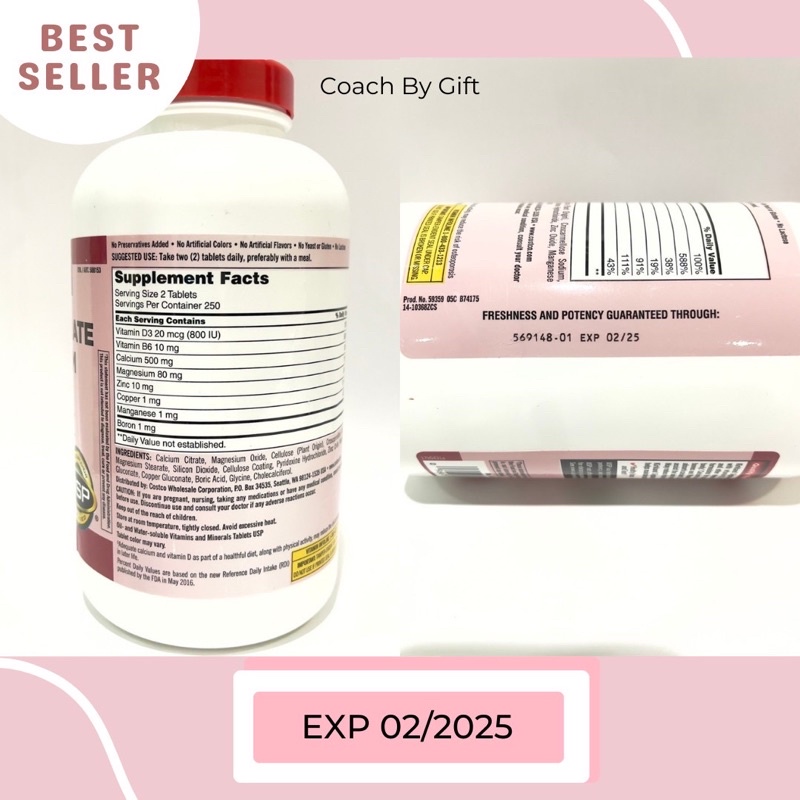 สุดยอดแคลเซียม-calcium-citrate-จาก-kirkland-ของแท้จากอเมริกา-ผสม-แมกนีเซียม-zinc-และวิตามิน-d3