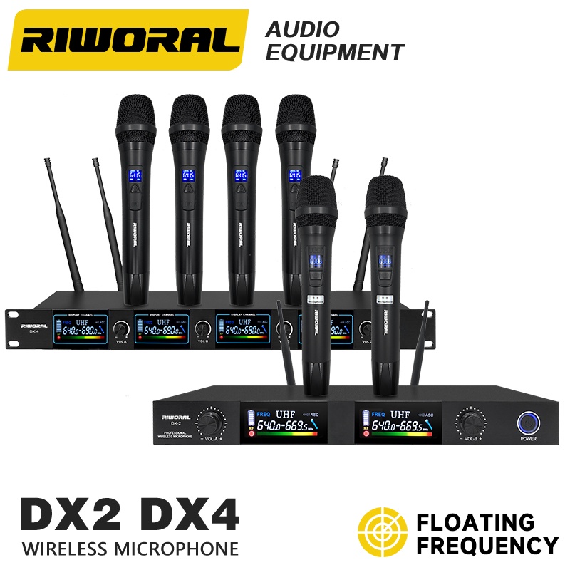 ภาพหน้าปกสินค้าRIWORAL DX-2 DX-4 2 / 4 ช่อง ไมค์ ลอย ไร้ สาย 800MHZ มือถือ ไมค์ลอยไร้สาย UHF ไมค์โครโฟน โลหะ ไมค์ แกนข้าวสา