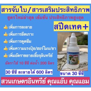 สารจับใบ สารเสริมประสิทธิภาพ สปีดเทค+ ขนาด 30ซีซี  เร่งการละลาย/ดูดซึมฮอร์โมน จุลินทรีย์และปุ๋ย เร่งยาแรง