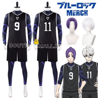 Blue Lock เสื้อกีฬาคอสเพลย์ การ์ตูนอนิเมะ Nagi Seishirou Mikage Reo Nagi สีดำเสื้อฟุตบอลกีฬาชุดฝึกอบรม