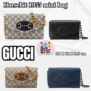 แพ็คเกจ GUCCI  Horsebit 1955 series กระเป๋าถือขนาดเล็ก/กระเป๋าผู้หญิง/กระเป๋าร่อซู้ล/สไตล์ล่าสุด/ตัวแทนจัดซื้อของ