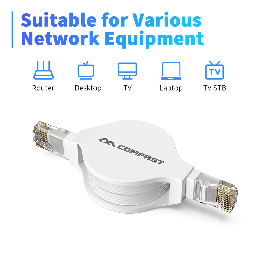 ภาพหน้าปกสินค้าPortable internet cable cat5 RJ45 Ethernet LAN Internet Network Cable for Laptop Router Network Cables 100Mbps 1M จากร้าน comfast_thailand.th บน Shopee