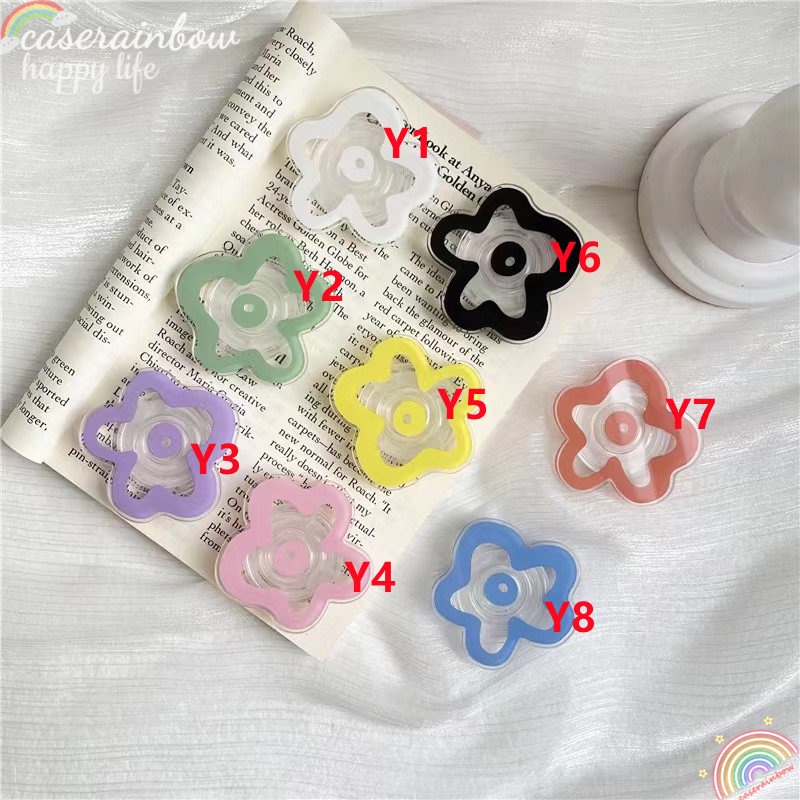 ขาตั้งโทรศัพท์มือถือ-แบบใส-ลายดอกไม้-สีแคนดี้-หลากสี-พับได้-ขยายได้