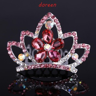 Doreen Tiara มงกุฎหวีผมแฟชั่นผู้หญิงงานเลี้ยงวันเกิดกิ๊บเจ้าหญิงหูฟังเครื่องประดับจัดงานแต่งงานดอกไม้