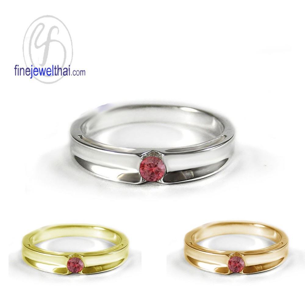 finejewelthai-แหวนทับทิม-แหวนเงินแท้-แหวนพลอย-พลอยประจำเดือนเกิด-ruby-silver-ring-r1240rb-เลือกสีตัวเรือนได้