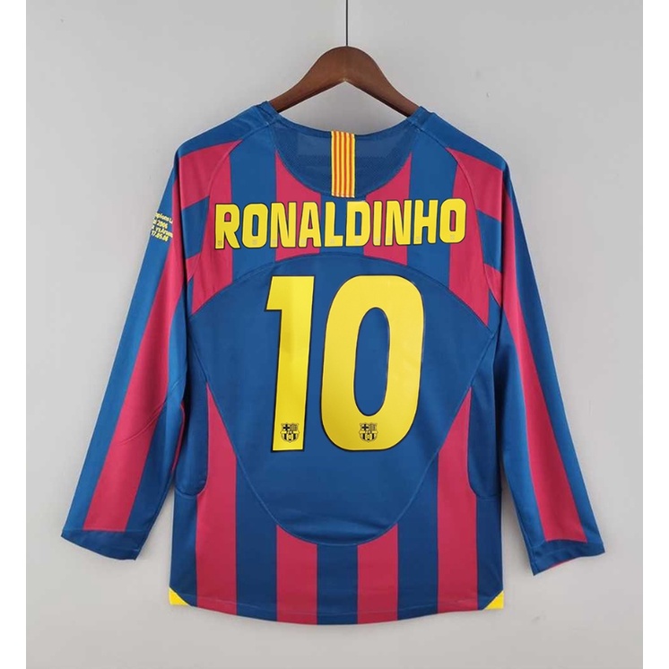 เสื้อฟุตบอล-แขนยาว-สไตล์ย้อนยุค-คุณภาพสูง-05-06-ronaldinho