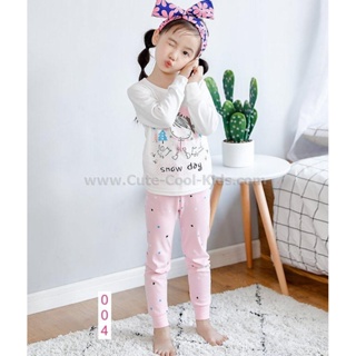 LGM-004-GM ชุดนอนเด็กแนวเกาหลี สีชมพูขาว Girl 🚒 พร้อมส่ง ด่วนๆ จาก กทม 🚒