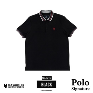 สินค้า เสื้อโปโล ⬛️ สีดำ Memo🦊 Premium Polo Signature สินค้าลิขสิทธิ์แท้ BLACK