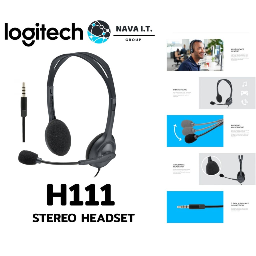 รูปภาพสินค้าแรกของ️กรุงเทพฯด่วน1ชั่วโมง ️ LOGITECH รุ่น H111 STEREO HEADSET ชุดหูฟังสเตอริโอพร้อมไมค์ ประกัน 1 ปี