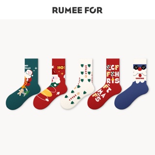 ถุงเท้าข้อกลาง ลายกวางคริสต์มาสน่ารัก สไตล์ญี่ปุ่น สําหรับคู่รัก