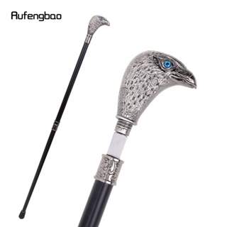 Sliver Eagle Head with Blue Eyes Walking Stick with Hidden Plate Self Defense Fashion Cane Plate Cosplay Crosier Stick 9