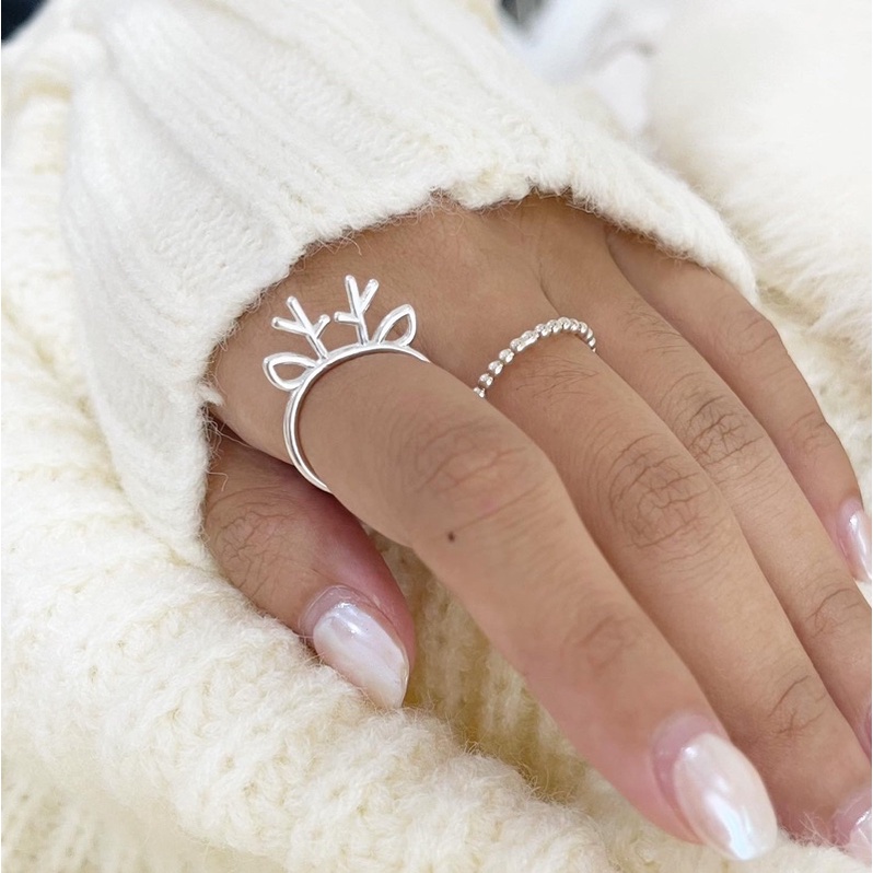 cchershop-silver925-แหวนเงินแท้-แหวนฟรีไซต์-แหวนกวาง-คริสมาส