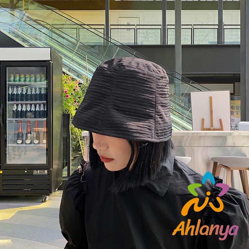 ahlanya-fashion-พร้อมส่งจากไทย-หมวกบัคเก็ต-ลายผ้าย่น-ดีไซญี่ปุ่นออกแบบ-หมวกแฟชั่น-bucket-hats