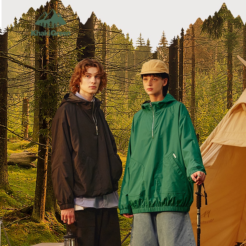 INFLATION Half Zip Up Windbreaker Hooded Jacket Men Outdoor Oversized ...