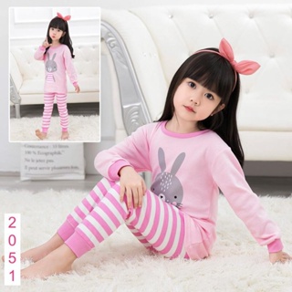 L-PJG-2051-GM ชุดนอนเด็กหญิง แนวเกาหลี สีชมพู ลายกระต่าย 🚒 พร้อมส่ง ด่วนๆ จาก กทม 🚒