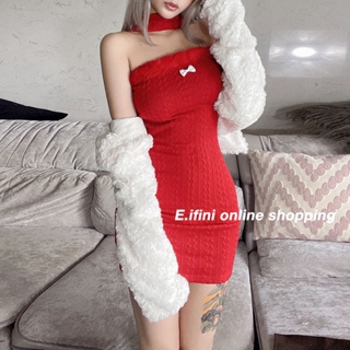 E.ifini dress ชุดคริสต์มาส ชุดสีแดง 016