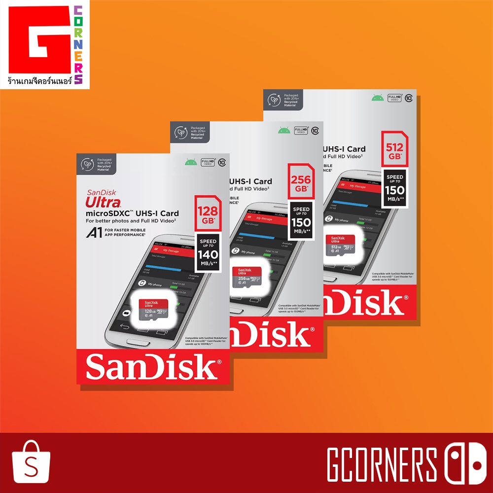 ภาพหน้าปกสินค้าSanDisk : เมม Micro SD 128 - 512GB ความเร็วใหม่ ( ประกันศูนย์ ) จากร้าน gcorners บน Shopee