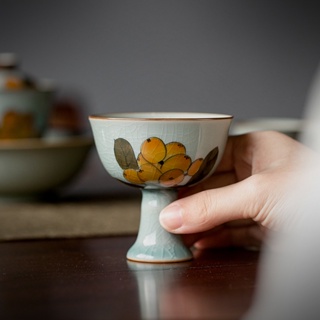 [A016] ชุดถ้วยชาเซรามิค เคลือบน้ําแข็ง สไตล์กังฟู สําหรับครัวเรือน