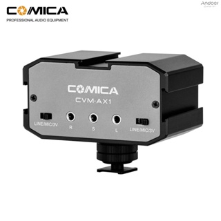 Comica CVM-AX1 อะแดปเตอร์มิกเซอร์เสียง ช่องคู่ 3.5 มม. รองรับสวิตช์มอนิเตอร์ เอาท์พุทสเตอริโอ โมโน เรียลไทม์ สําหรับกล้อง DSLR กล้องวิดีโอ 3.5 มม. บวก และ Pas