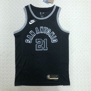 เสื้อกีฬาบาสเก็ตบอล ลายทีม San Antonio Spurs No.21 Season 23 สีดํา