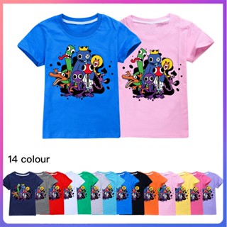 เสื้อยืดลําลอง พิมพ์ลายการ์ตูน Rainbow Friends แฟชั่นฤดูร้อน สําหรับเด็กผู้ชาย และเด็กผู้หญิง อายุ 3-15 ปี