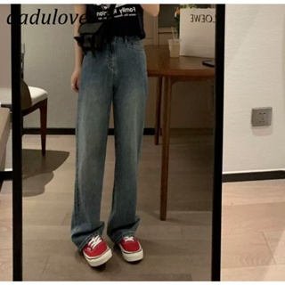 DaDulove💕 New Korean Version of Ins Large Size Washed Jeans High Waist Loose Niche Womens Wide Leg Pants