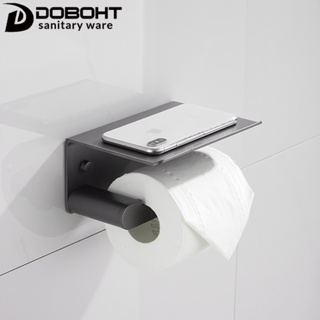 Doboht ที่วางม้วนกระดาษทิชชู่ในห้องน้ํา แบบอลูมิเนียม สีเทา พร้อมที่วางโทรศัพท์1001107-10 กก