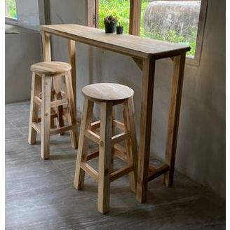 sukp-โต๊ะบาร์-ไม่รวมเก้าอี้-ทำจากไม้สักเเท้-s-455-งานดิบขัดเรียบไม่ทำสี