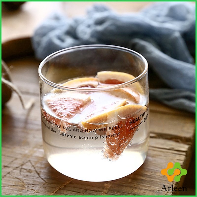 arleen-ถ้วยแก้วสไตล์เกาหลี-ถ้วยชาผลไม้-เครื่องดื่มเย็น-ๆ-สกรีนตัวหนังสืดำ-glasses