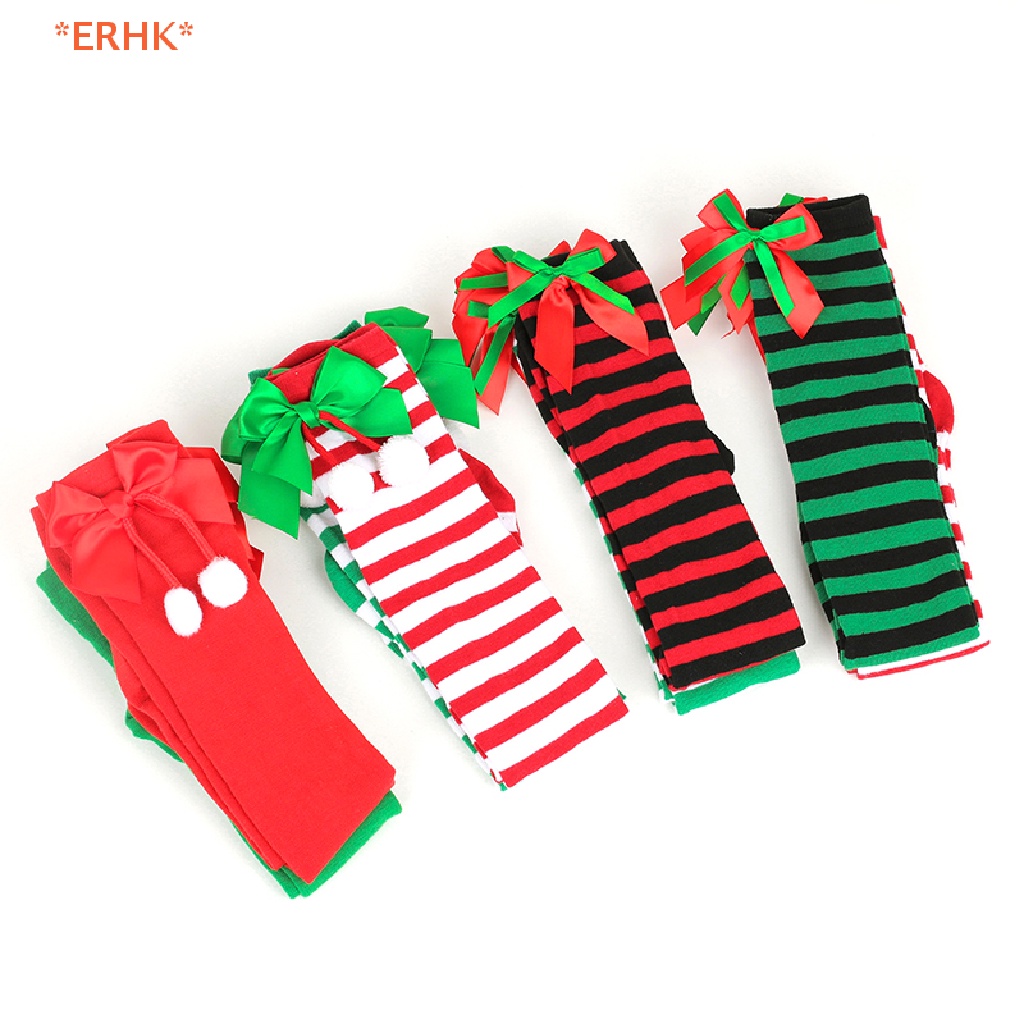 erhk-gt-ใหม่-ถุงเท้ายาวถึงเข่า-ลายทางคริสต์มาส-สําหรับเด็กผู้หญิง