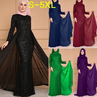 【 ของแท้ &amp; พร้อมส่ง 】ชุดแม็กซี่เดรส สไตล์มุสลิม พลัสไซซ์ สําหรับงานพรอม ดินเนอร์