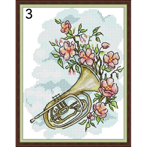 ชุดปักครอสติช-เครื่องดนตรี-อุปกรณ์ดนตรี-ดนตรี-music-instruments-cross-stitch-kit