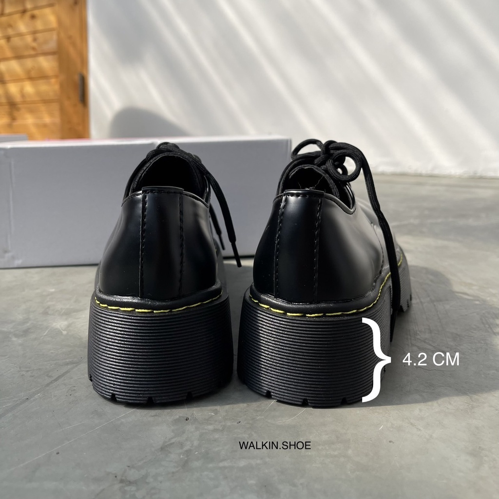 ภาพสินค้า(พร้อมส่งจากไทย) ใส่สวยมาก รองเท้าคัทชูหนังสีดำ พื้นสูงประมาณ 4.2 ซม. รุ่น SRS จากร้าน walkin.shoe บน Shopee ภาพที่ 1
