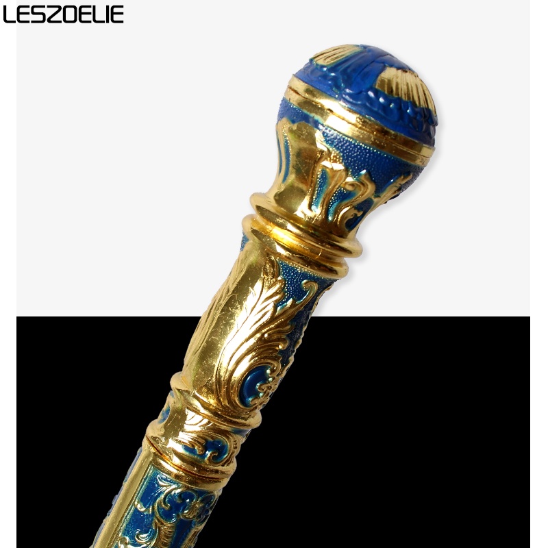 express-shipping-men-luxury-gold-with-blue-one-piece-fashion-knobs-walking-stick-women-party-decorative-elegant-walking