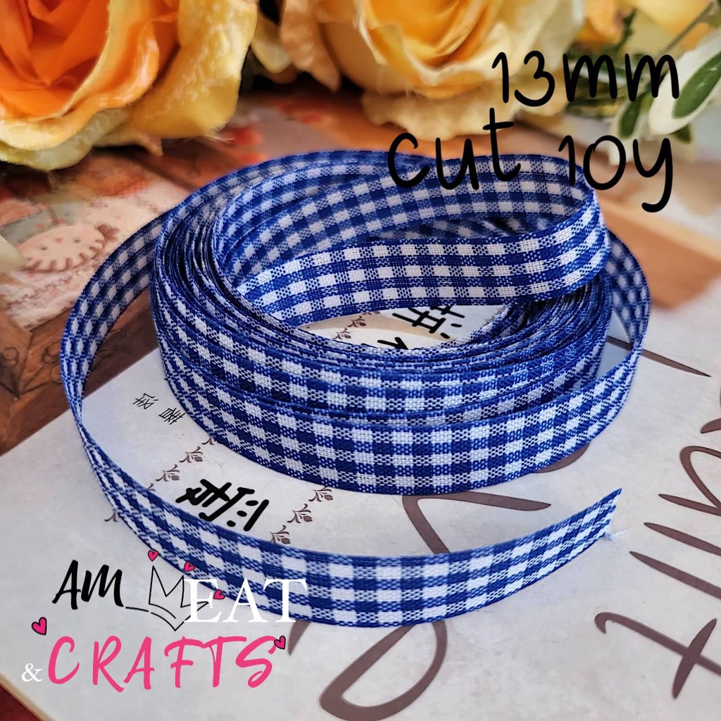 13mm-ริบบิ้น-ลายสก็อต-ริบบิ้น-ผ้าต่วน-ริบบิ้น-ribbon-for-diy-มีหลายสี-แบ่งตัดความยาวจากม้วนความยาว-ริบบิ้นสำหรับวันพิเศษ