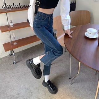DaDulove💕 The New Korean Version of High Waist Jeans Niche Stretch Straight Pants Fashion Large Size Nine-point Pants