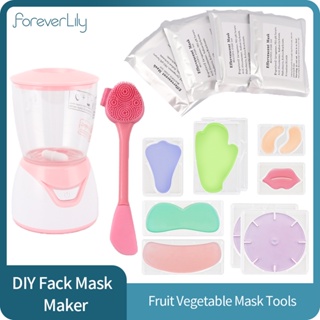 Mini Automatic DIY Natural Collagen Fruit Facial Mask Maker Machine Clean Brush with 10Pcs Plastic Reusable Facial Mask