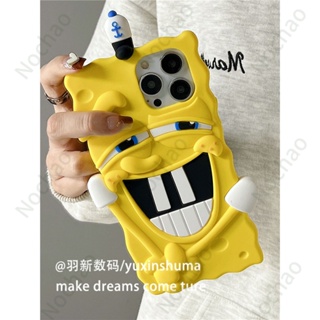 เคสโทรศัพท์มือถือ ซิลิโคนนิ่ม ป้องกันกระแทก ลาย SpongeBob SquarePants สามมิติ สไตล์ใหม่ สําหรับ Iphone 14pro max 13 12 11 14 13promax 12 11